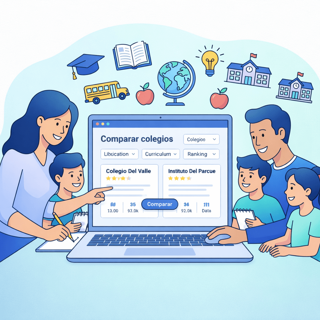 Familias investigando colegios online