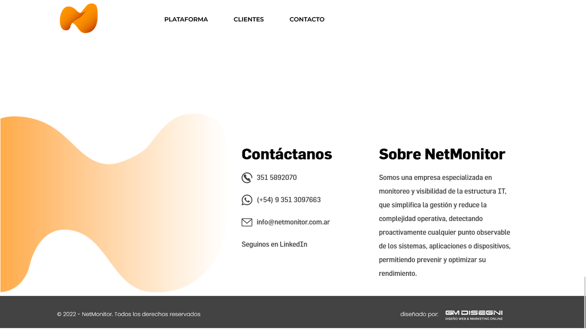 Página de inicio del sitio web dinámico